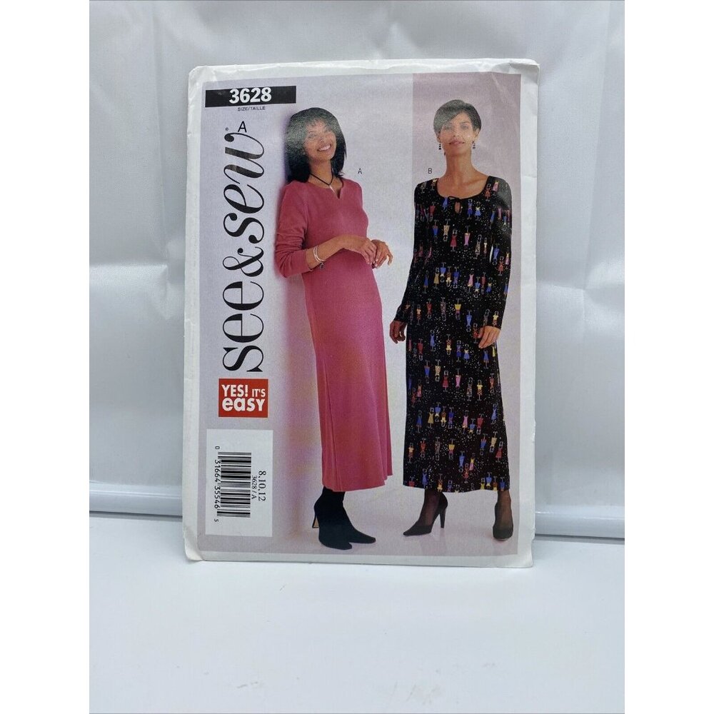 See & Sew 3628 Pattern Semi Fitted Pullover A-line Dress Size 8 10 12Misses